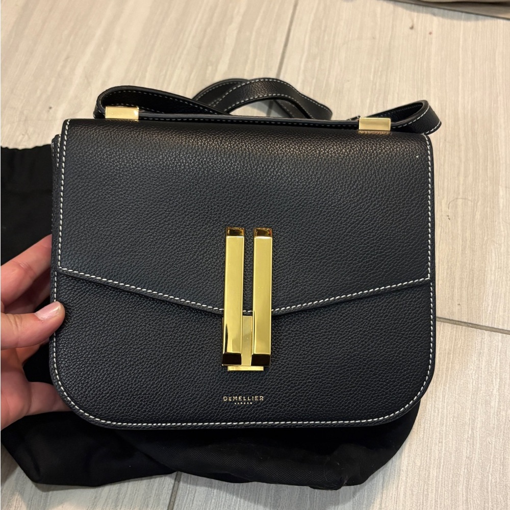 DeMellier Black Leather Crossbody with stitching